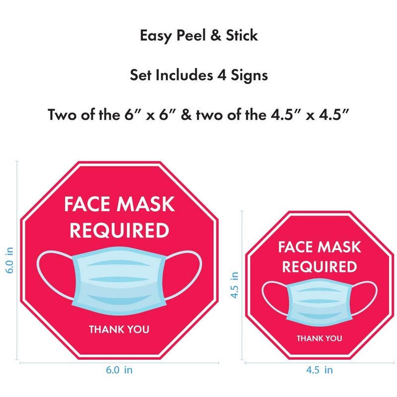 TRUSTY Removable and Reusable Face Mask Required Signs (Set of 4) - Image 4
